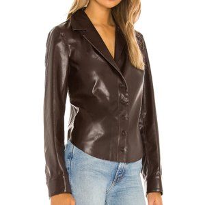 L'Academie "The Lydia Blouse" Faux Leather Shirt Jacket (from Revolve)